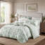 Ensemble d'édredon pour lit double / grand 5 pièces avec coussins décoratifs, vert