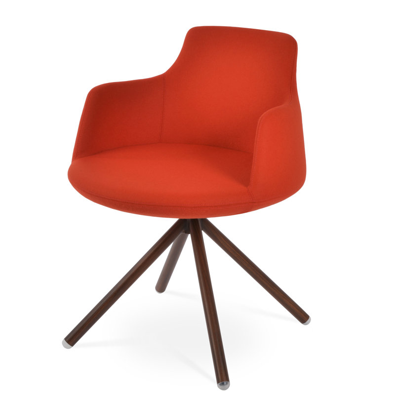 Dervish 18.5'' H Dining Chair, Dark Orange, Walnut
