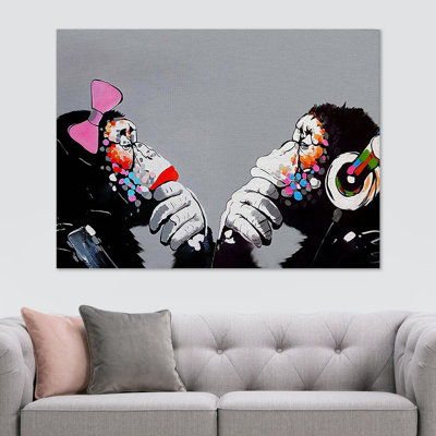 Monkey Thinkers - Wrapped Canvas Print