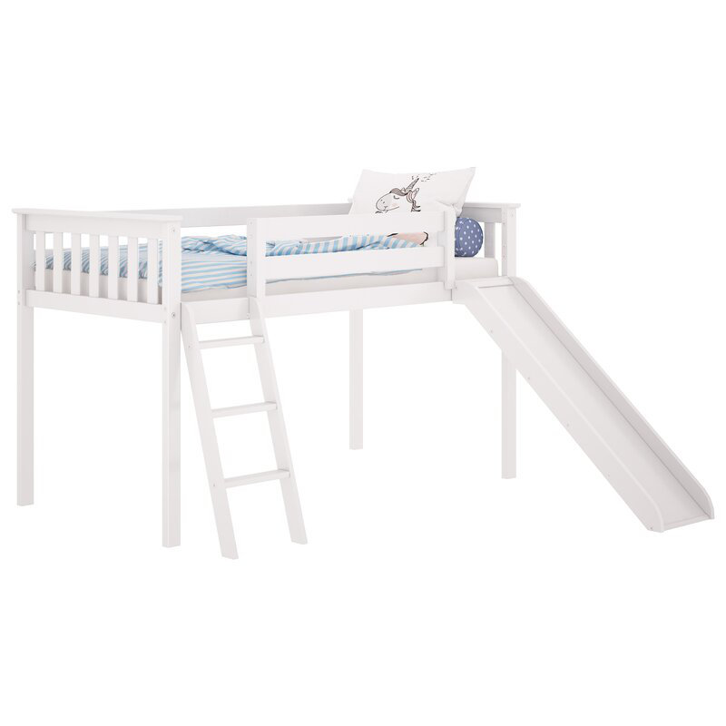 Lit mezzanine simple Janorris, pour enfants, Blanc