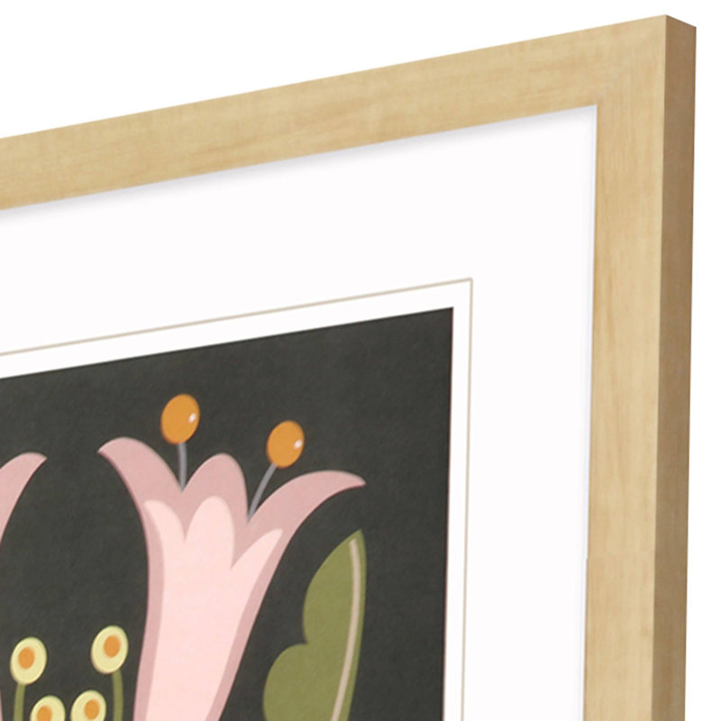 " Graphic Folk Flower " 4 - Pieces