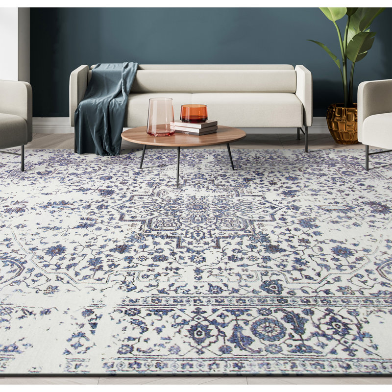 Abstract Area Rug in Green, Rectangle 4' x 6'