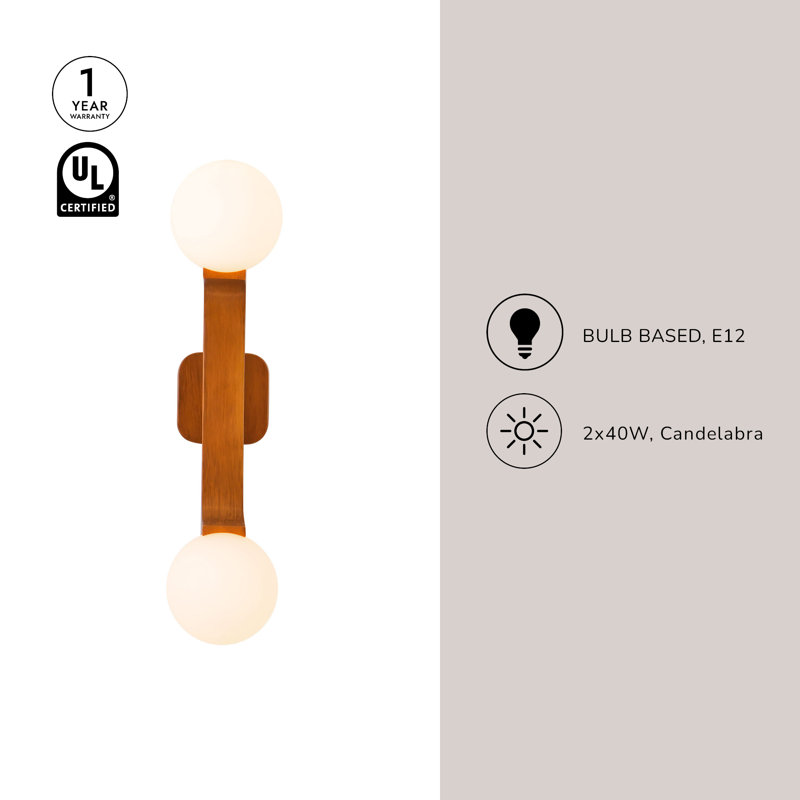Briar 22-in Gold Wall Sconce, Walnut