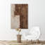Style Mid-Century brun foncé, formes abstraites neutres, grand cadre rustique, décor minimaliste M20-101791372-101791376-119461017