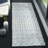 Jeannine Handwoven Flatweave Wool Blue/Ivory Geometric Area Rug