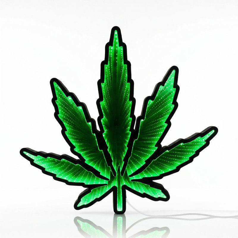 Enseigne murale néon Marijuana Leaf Infinity Mirror