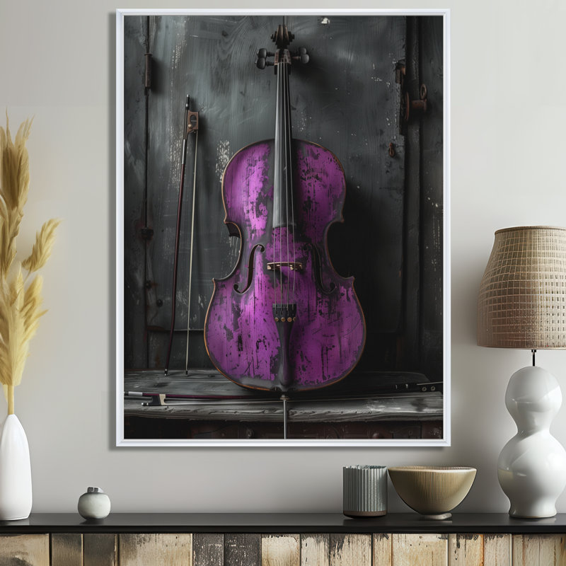 Mauve, noir, violoncelle, instrument de musique, White Picture Framed, 32" H x 16" W