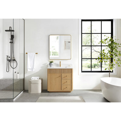 Sefton 36" Single Sink Bath Vanity in Washed Ash Grey with White Grain Composite Stone Top