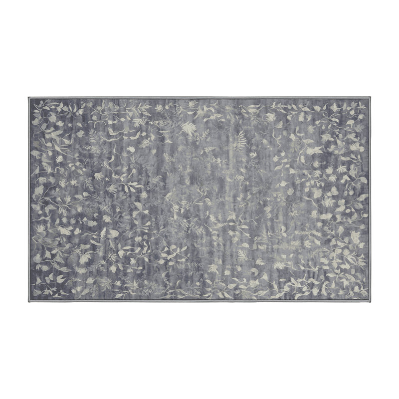 Machine Washable Gray Area Rug, Rectangle 6' x 9'