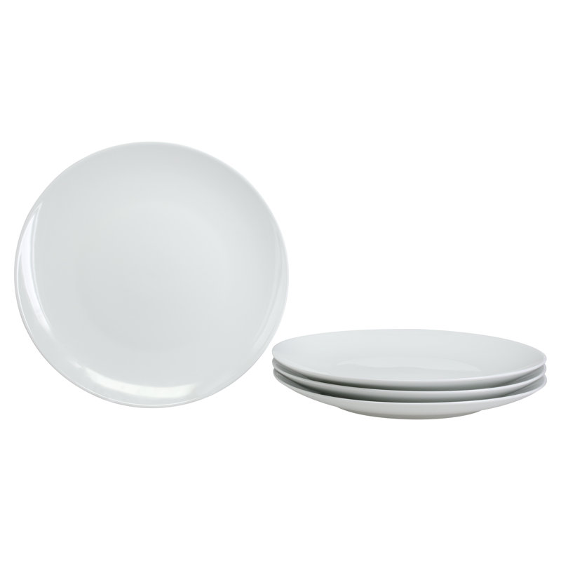 Set Of 4, Coupe Dinner Plates, 10.5", White