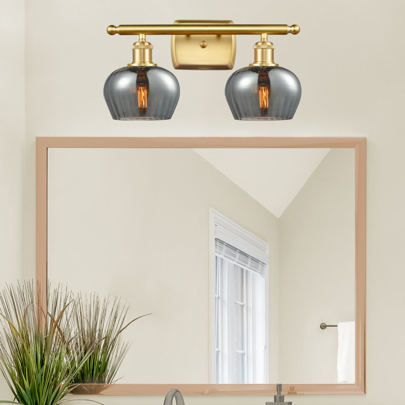 Éclairage de salle de bain à intensité variable 2 lumières Patrina, Ampoule DEL 6 watts Vinage, Fumée, Or satiné
