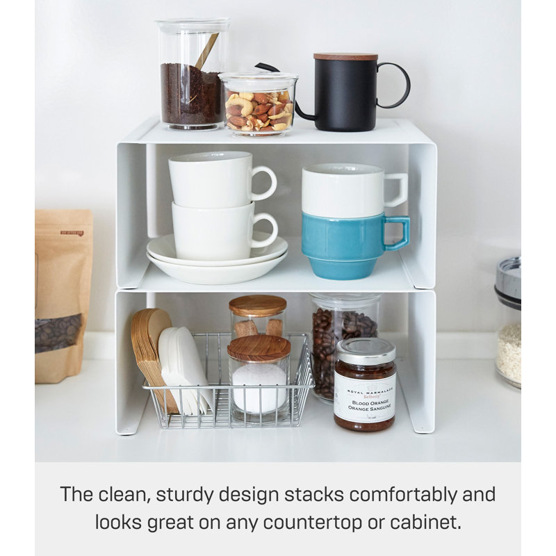 Tower Yamazaki Home Stackable Kitchen Rack, Storage Organizer Counter Shelf, Small, Stack up to Two, 5.5" H x 12" W x 8.6" D
