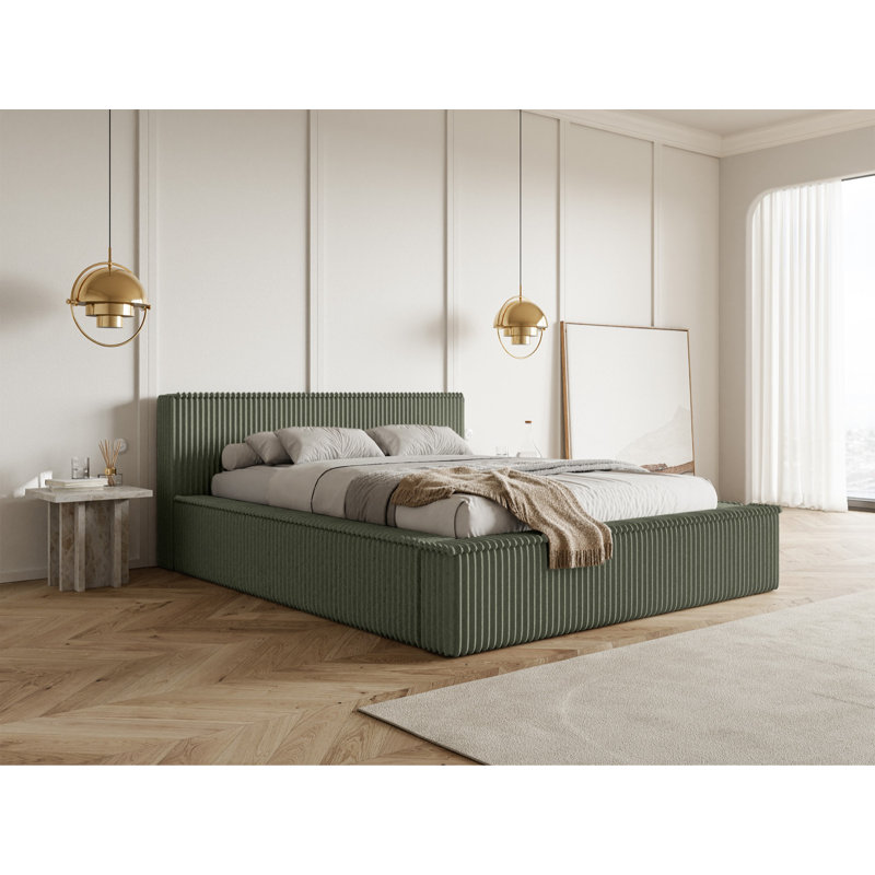 Roshan Upholstered Bed, 180cm W x 200cm L, Green