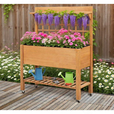 Jardinière surélevée surélevée pour jardin en bois massif
