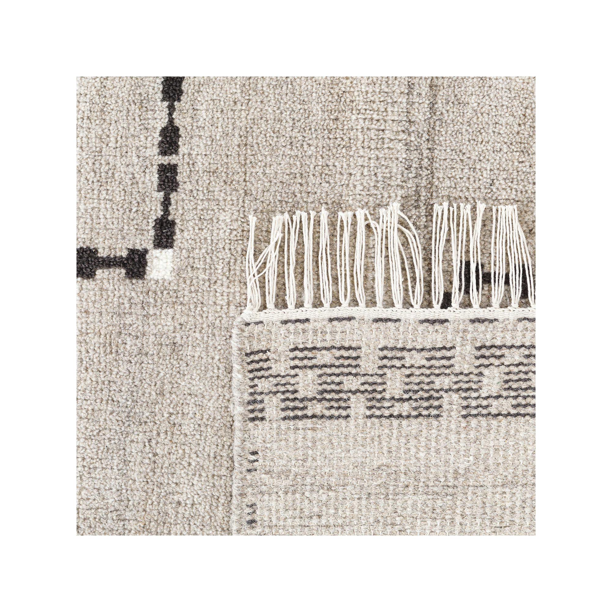 Sana Rug: Decorator Hand Knotted Rug in Natural/Black, Rectangle 7'6" x 9'6"