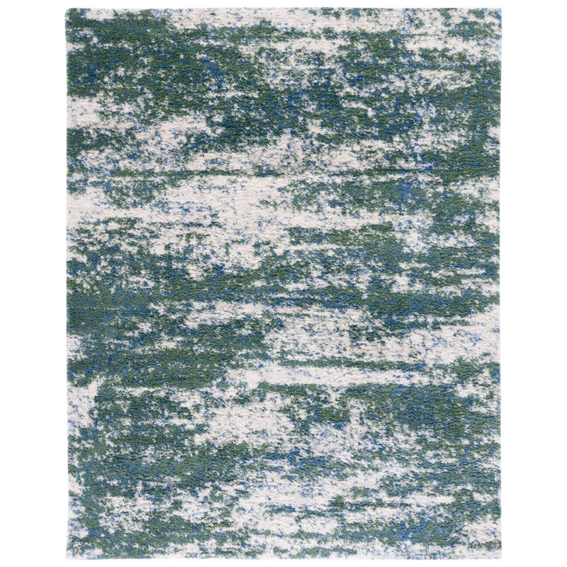 Tapis abstrait vert / beige Difiore, Rectangle 9 pi x 12 pi