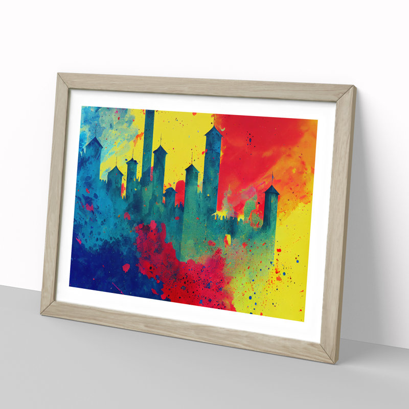 Castle Colour Splash Vol.1 Abstract - Single Picture Frame Print, 46cm H x 64cm W x 2cm D, Oak Framed