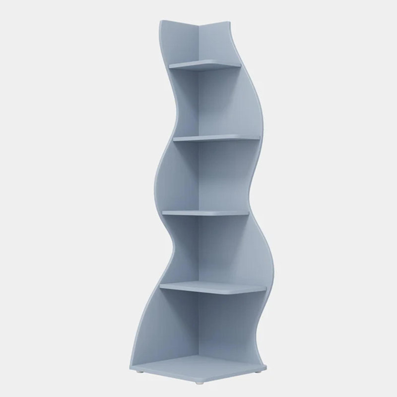 Tablette d'angle ondulée, bibliothèque murale d'angle à 5 niveaux avec bibliothèque de rangement, petit support de rangement de bibliothèque pour présentoir de salon pour petit espace