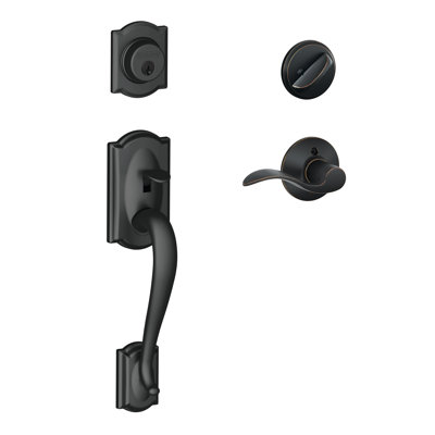 Camelot Handleset with Deadbolt and Accent Door Lever and Rosette