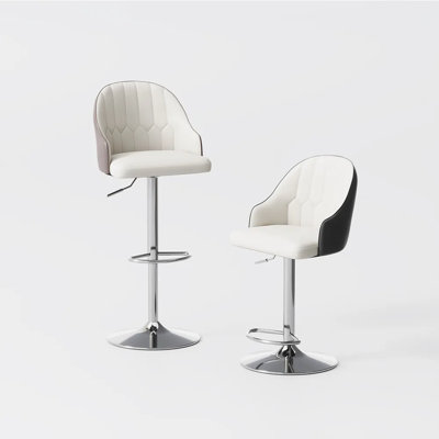 Vera - Ensemble de 2 tabourets de bar pivotants réglables en cuir Modern