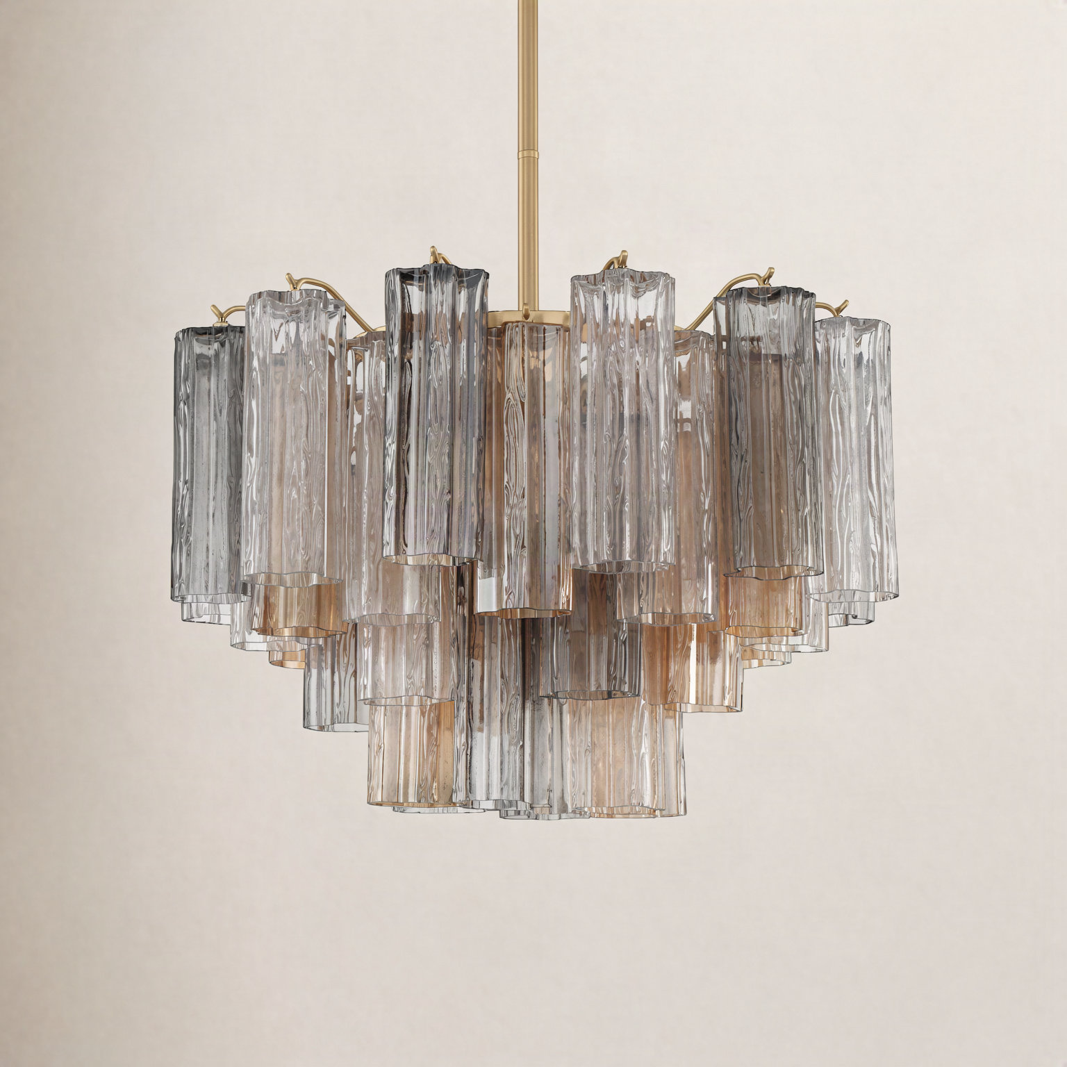 Arras 9-Light Chandelier, Aged Brass, Gray/Yellow, 14.25" H x 22" W x 22" D