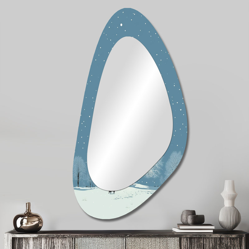Miroir mural décoratif asymétrique en chêne blanc