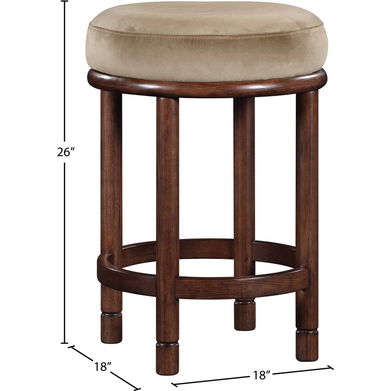 Tabouret de comptoir en velours Monette, Velours beige, Noir