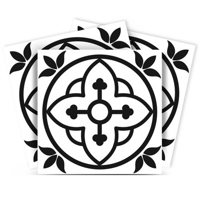 7" x 7" Black And White Vinyl Peel And Stick Removable Tiles