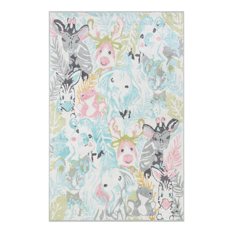 Tapis pour enfant Unique Loom Peekaboo Whimsy, Rectangle 5 pi 3 po x 8 pi