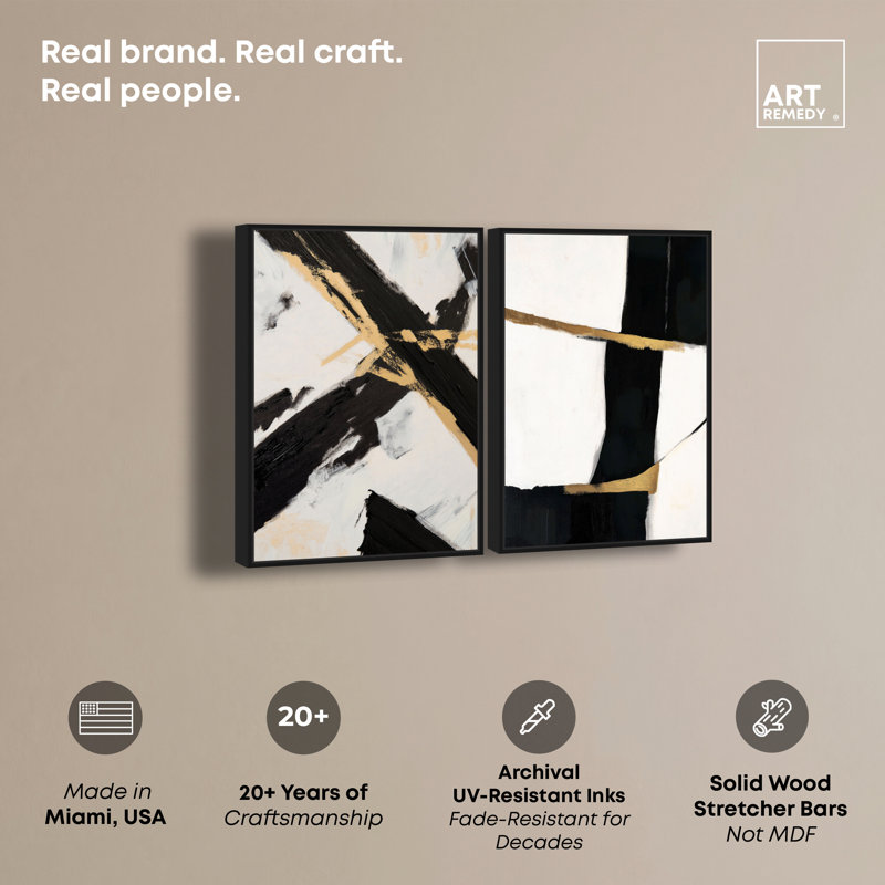 «Gilded Glam Night Set», reproduction d'art sur toile par Art Remedy, H 36 po x l 24 po, Cadre flottant noir