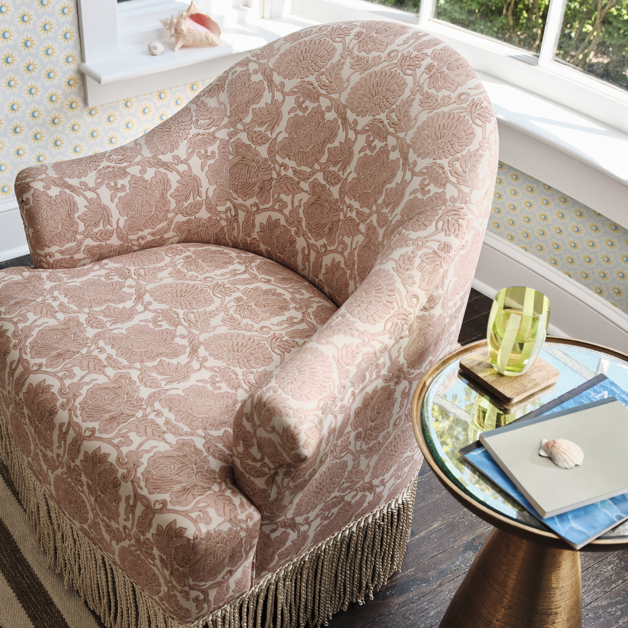 Callie Barrel Chair, Japanais Dusty Pink, Ivory