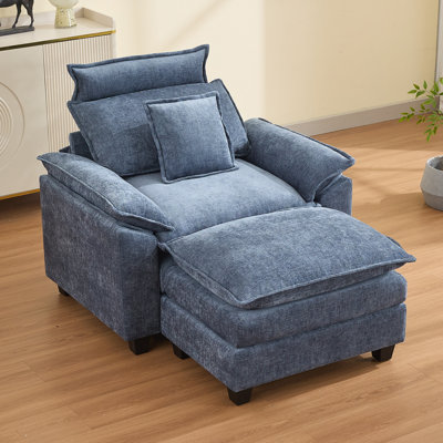 Kingsbridge 46" W Cloud Oversized Chenille Armchair with Ottoman