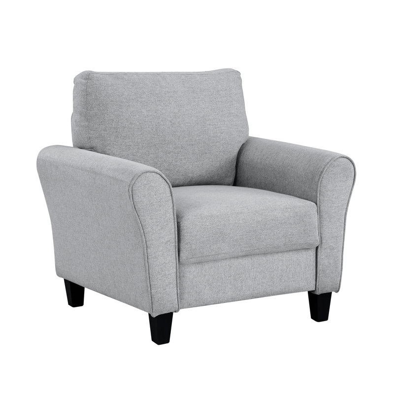 Modern Dark Grey Textured Fabric Chair With Rounded Back And For Traditional Living Room Seating, Dark grey