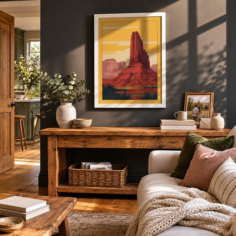 Desert Monument Retro - Framed Print, A3 - 42.0 x 29.7 cm, White