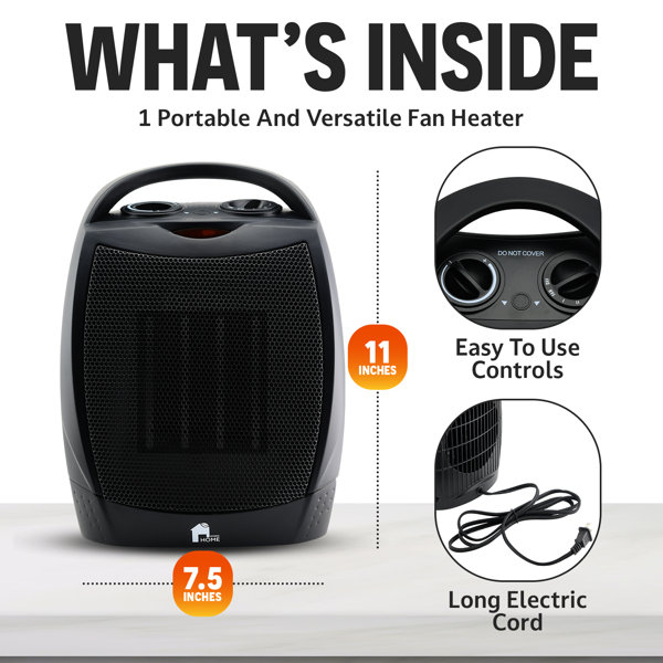 ECONO HOME 1500 Watt Watt 6000 BTU BTU Electric Compact Space Heater with  Adjustable Thermostat - Wayfair Canada