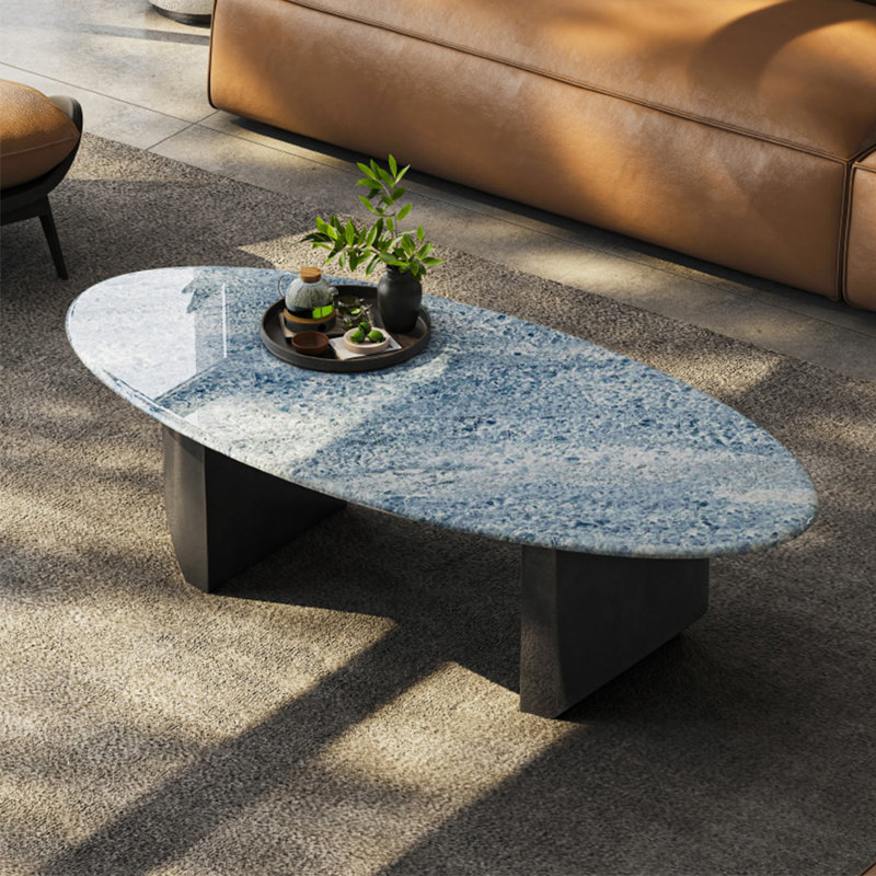 Light luxury Premium sintered stone coffee table, 15.7" H x 47.2" L x 23.6" W