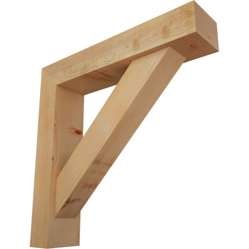 Traditional Block Bracket w/ Offset Brace, 28 x 28, 6"W Douglas Fir (Rough Sawn)