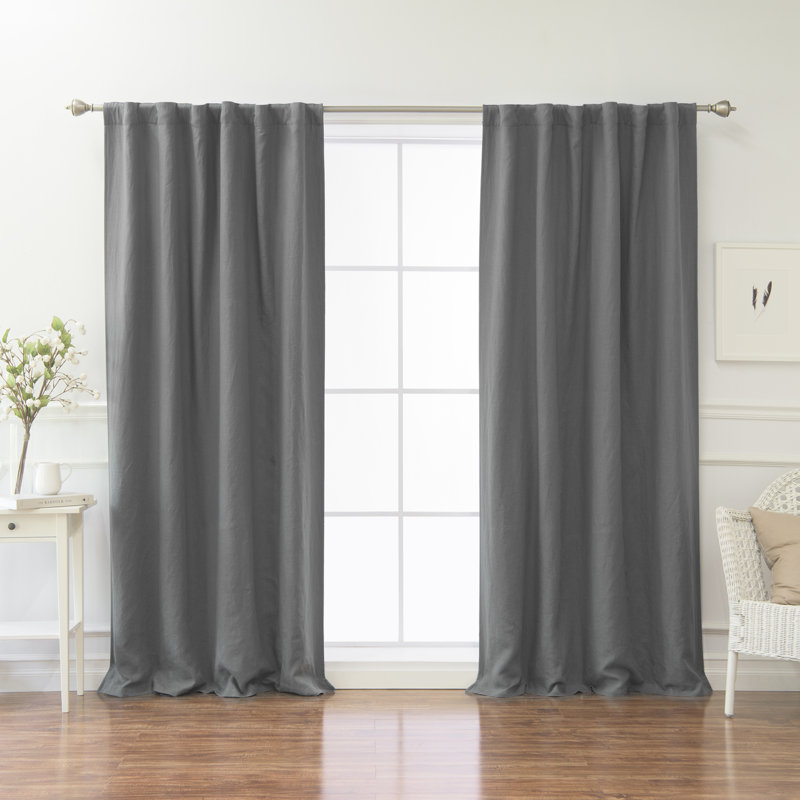 Gabriella Linen Blackout Curtain Single Panel, Dark Gray