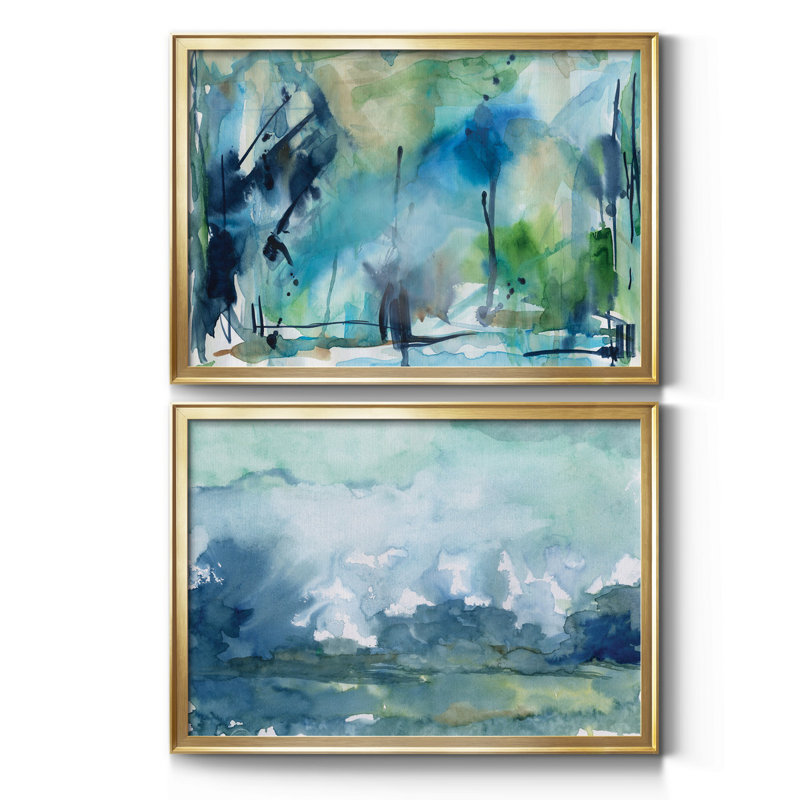 «Rain in the Country», toile encadrée de qualité supérieure - prête à être accrochée, H 26,5 po x l 73 po x P 1,5 po, Or