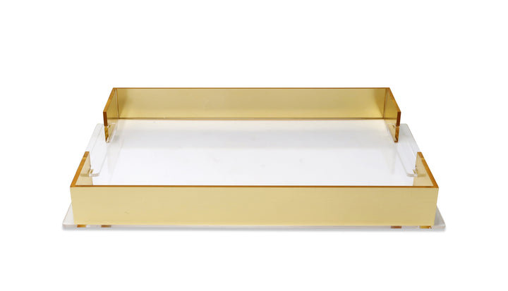 Acrylique rectangulaire Plateau avec côtés, L 17,75 po x l 11,75 po, Or