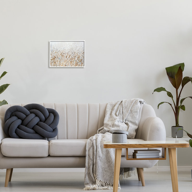 Paysage botanique moderne encadré sur bois, Estampe numérique encadrée blanc bord de mer, H 11 po x l 14 po x P 1,5 po