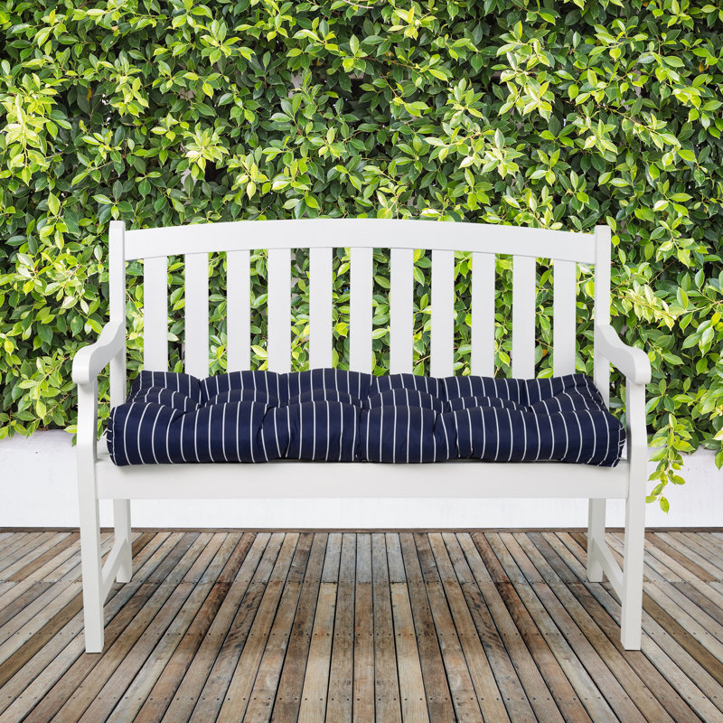 Bergholt Outdoor 5'' Bench Seat Cushion, 48" W x 6.17" D, Classic Navy Stripe