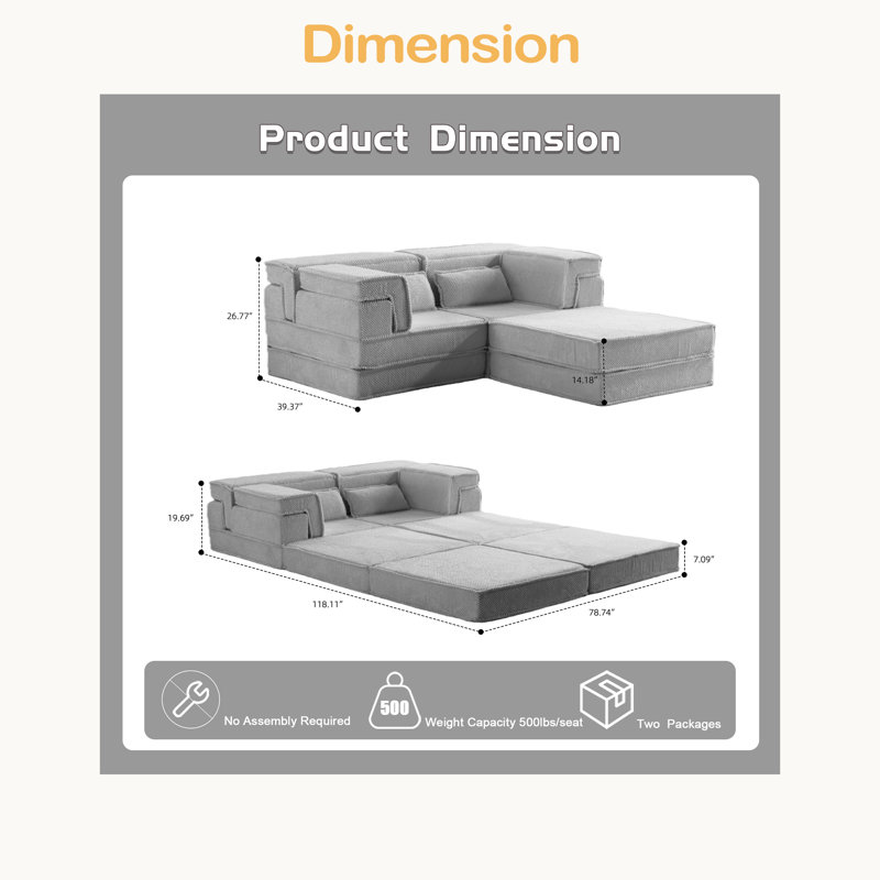 Compression Mahjong Sofa,Convertible Floor Sofa Bed,DIY Boneless Modular Sectional Sofa,No Assembly Required,Circle Fleece Fabric