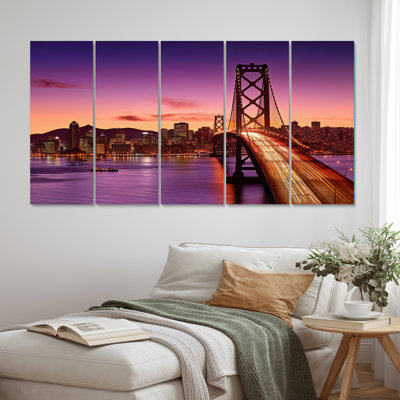 «San Francisco Skyline And Bay Bridge IV», impression d'art mural - 5 panneaux égaux