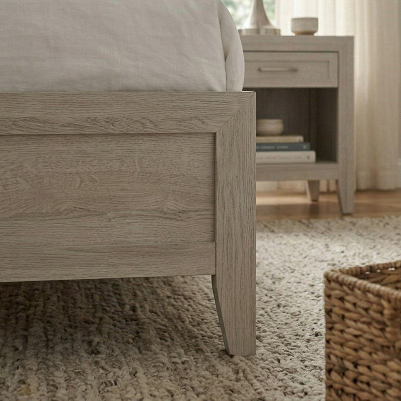 Wood Panel Bed with Recessed Detailing, Queen