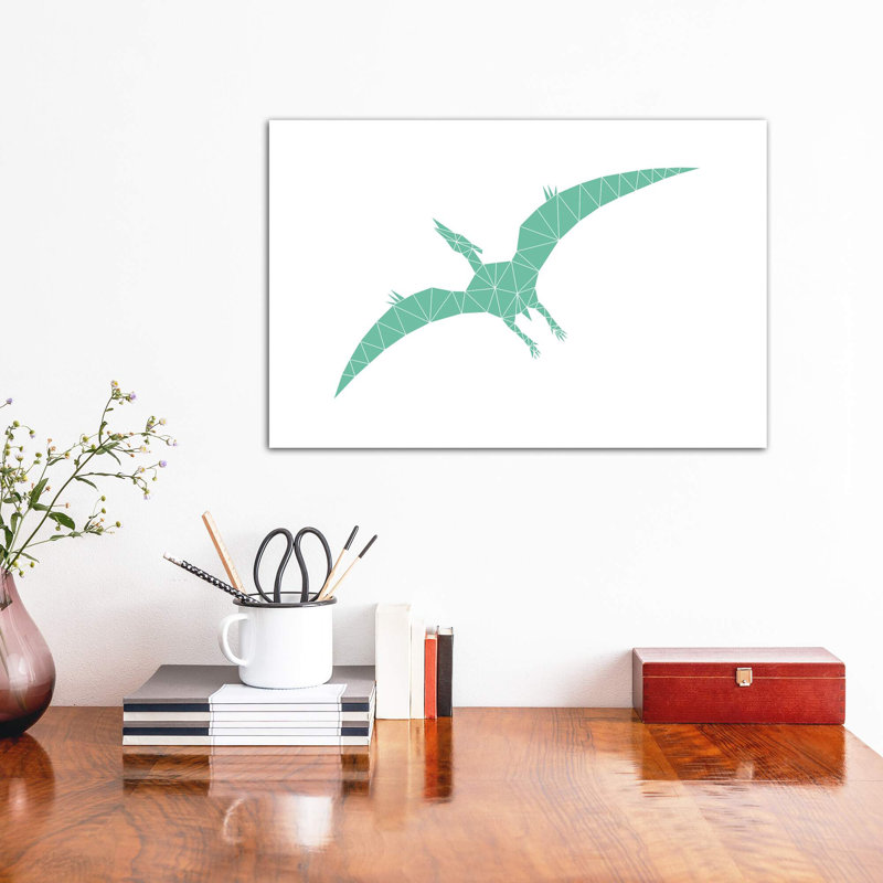 Geometric Dino Pterodactylus - impression d'art graphique, H 12 po x l 18 po x 1,5 po, Toile tendue