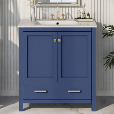 30.02'' Single Bathroom Vanity with Ceramic Top