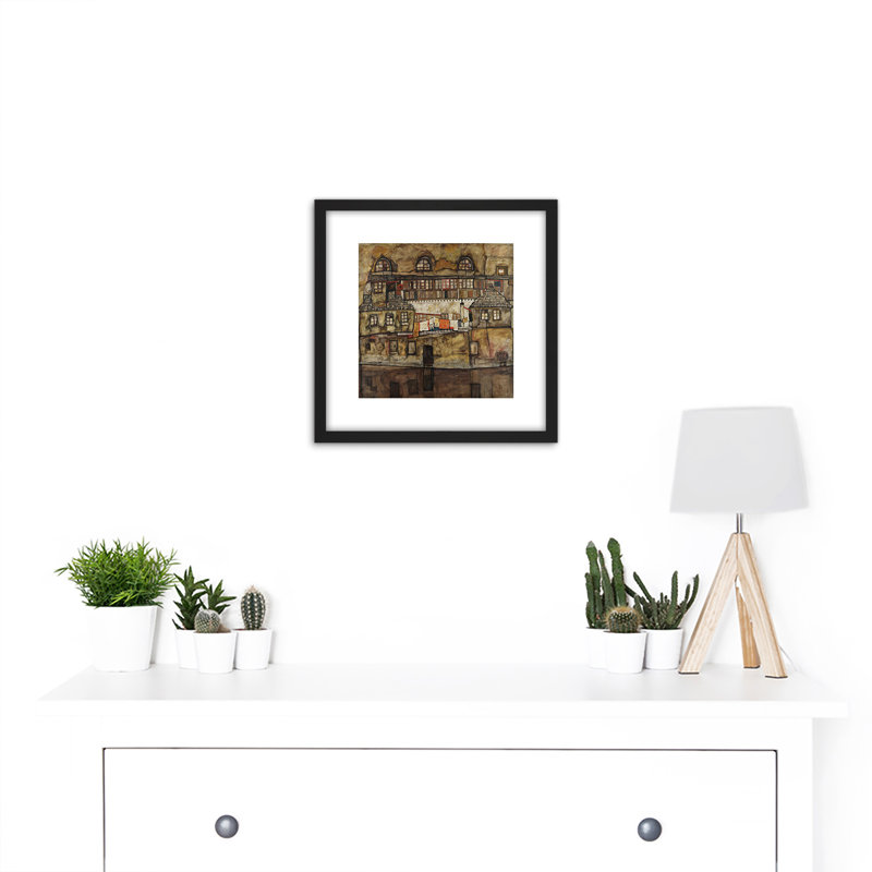 Egon Schiele House Wall On The River Cropped by Egon Schiele - Single Picture Frame Painting