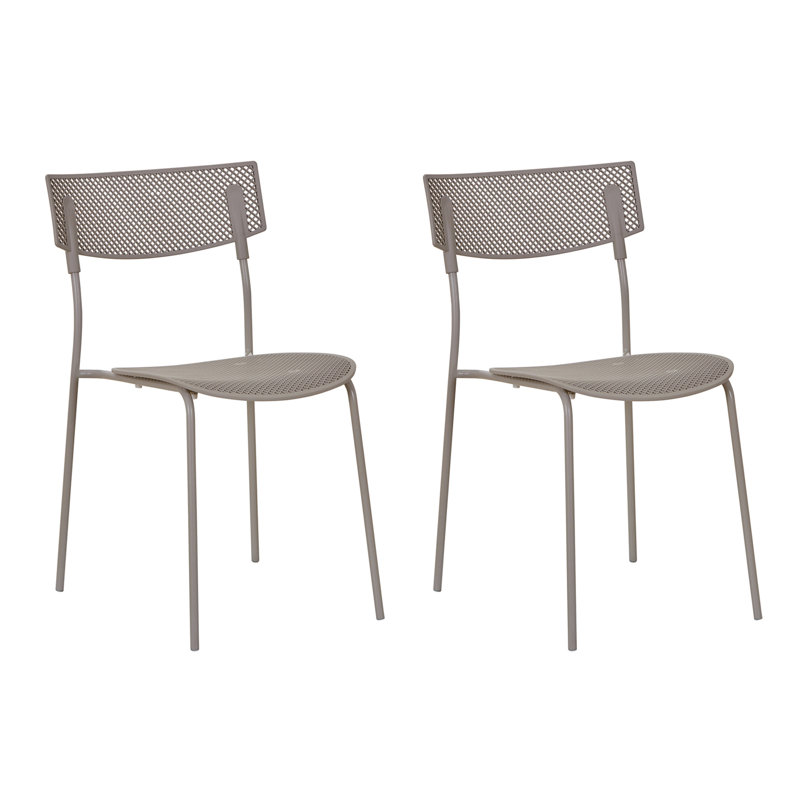 Chaise d'appoint moderne en filet avec dossier incurvé et conception légère pour la salle à manger, le bureau et l'espace de vie - ensemble de 2, gris clair