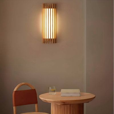 Walnut Wood Grid, Wall Sconce Lights For Bedroom, Bedside, Living, Dining Room, Corridor Aisle(Wooden Color)